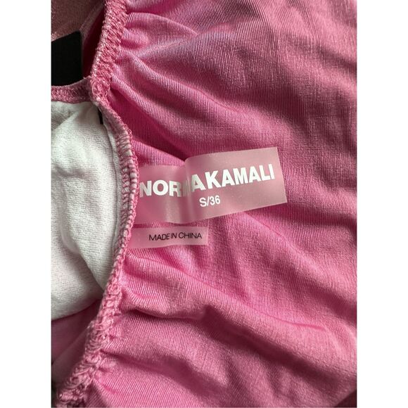 NWT Norma Kamali Shirred V-neck Asymmetric Tara Side Drape Gown Candy Pink Small - Picture 14 of 14